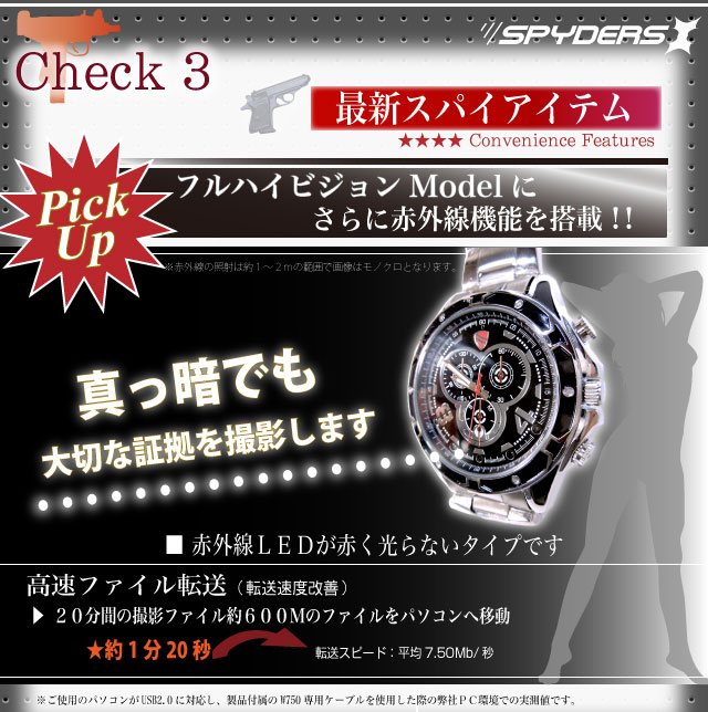 腕時計型スパイカメラ（スパイダーズX-W750）