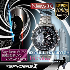 赤外線機能付フルハイ腕時計型カメラ スパイダーズX（W-755）