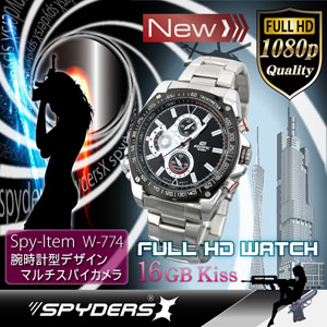 腕時計型 スパイカメラ スパイダーズX （W-774） フルハイビジョン 動体検知 16GB内蔵
